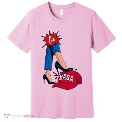 Kamala Harris With High Heels Stepping On Red Hat 2024 Premium T-Shirt