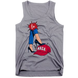 Kamala Harris With High Heels Stepping On Red Hat 2024 Tank Top