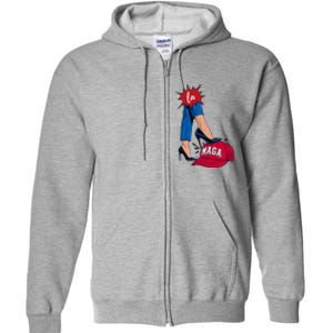 Kamala Harris With High Heels Stepping On Red Hat 2024 Full Zip Hoodie