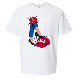 Kamala Harris With High Heels Stepping On Red Hat 2024 Sueded Cloud Jersey T-Shirt