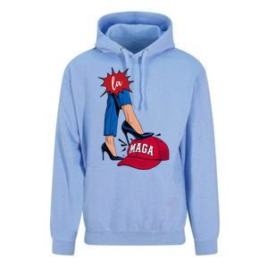 Kamala Harris With High Heels Stepping On Red Hat 2024 Unisex Surf Hoodie