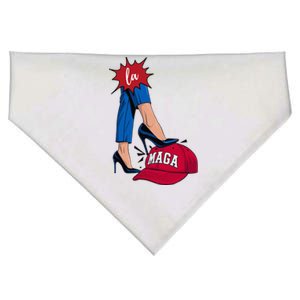 Kamala Harris With High Heels Stepping On Red Hat 2024 USA-Made Doggie Bandana