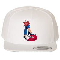 Kamala Harris With High Heels Stepping On Red Hat 2024 Wool Snapback Cap