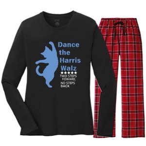 Kamala Harris Walz 2024 Waltz Dance 2 Steps Forward Not Back Women's Long Sleeve Flannel Pajama Set 