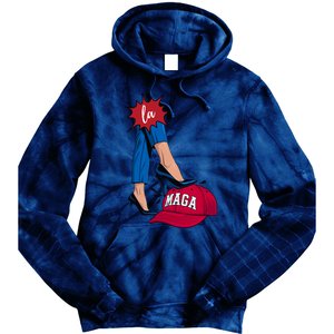 Kamala Harris With High Heels Stepping On Red Hat 2024 Funny Tie Dye Hoodie