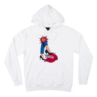 Kamala Harris With High Heels Stepping On Red Hat 2024 Funny Hoodie