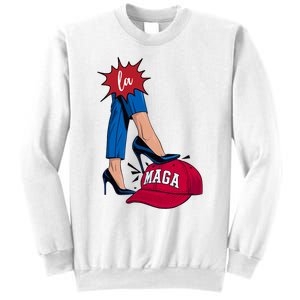 Kamala Harris With High Heels Stepping On Red Hat 2024 Funny Sweatshirt