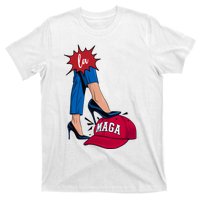 Kamala Harris With High Heels Stepping On Red Hat 2024 Funny T-Shirt