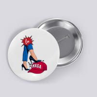 Kamala Harris With High Heels Stepping On Red Hat 2024 Funny Button