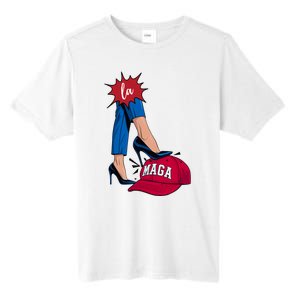 Kamala Harris With High Heels Stepping On Red Hat 2024 Funny Tall Fusion ChromaSoft Performance T-Shirt