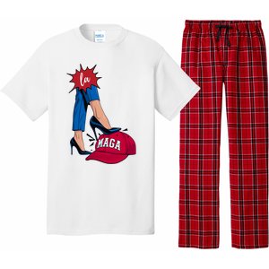 Kamala Harris With High Heels Stepping On Red Hat 2024 Funny Pajama Set