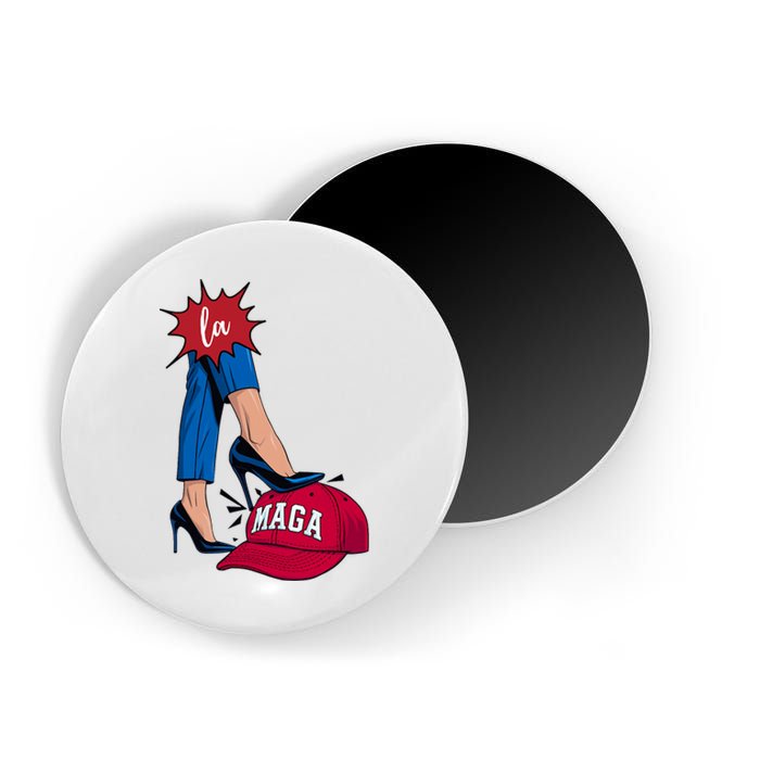 Kamala Harris With High Heels Stepping On Red Hat 2024 Funny Magnet