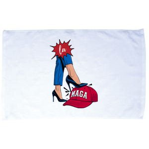 Kamala Harris With High Heels Stepping On Red Hat 2024 Funny Microfiber Hand Towel