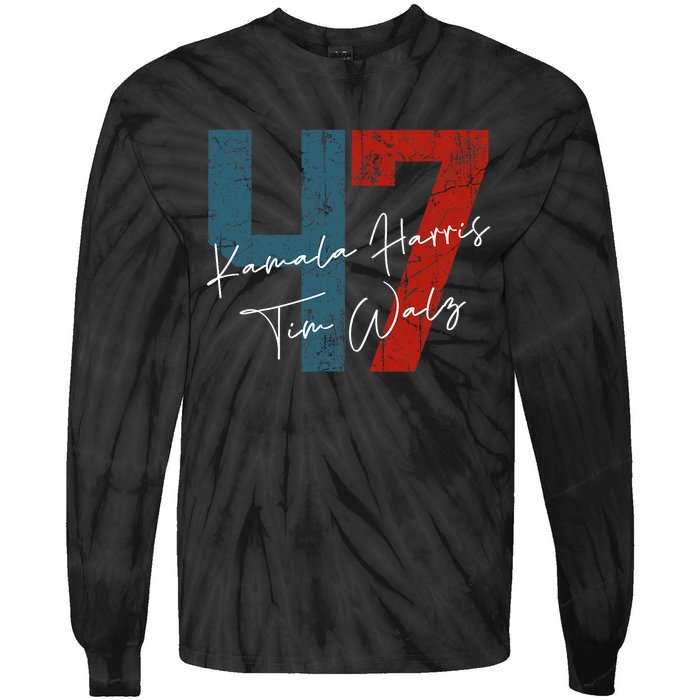 Kamala Harris Walz 2024 Harris Waltz President Democratic 47 Tie-Dye Long Sleeve Shirt