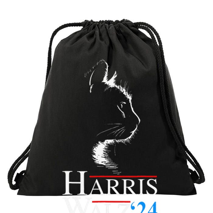 Kamala Harris Walz 2024 Harris Waltz Vp President Cat Ladies Gift Drawstring Bag