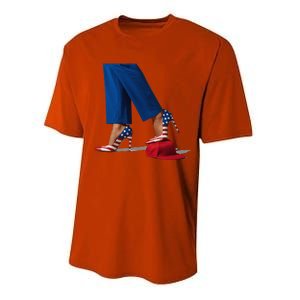 Kamala Harris With High Heels Stepping On Red Hat Gift Performance Sprint T-Shirt