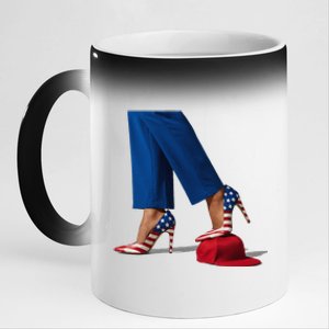 Kamala Harris With High Heels Stepping On Red Hat Gift 11oz Black Color Changing Mug