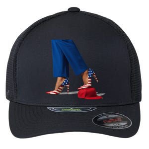 Kamala Harris With High Heels Stepping On Red Hat Gift Flexfit Unipanel Trucker Cap