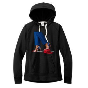 Kamala Harris With High Heels Stepping On Red Hat Gift Women's Fleece Hoodie