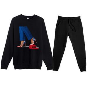 Kamala Harris With High Heels Stepping On Red Hat Gift Premium Crewneck Sweatsuit Set