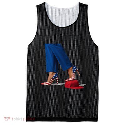 Kamala Harris With High Heels Stepping On Red Hat Gift Mesh Reversible Basketball Jersey Tank