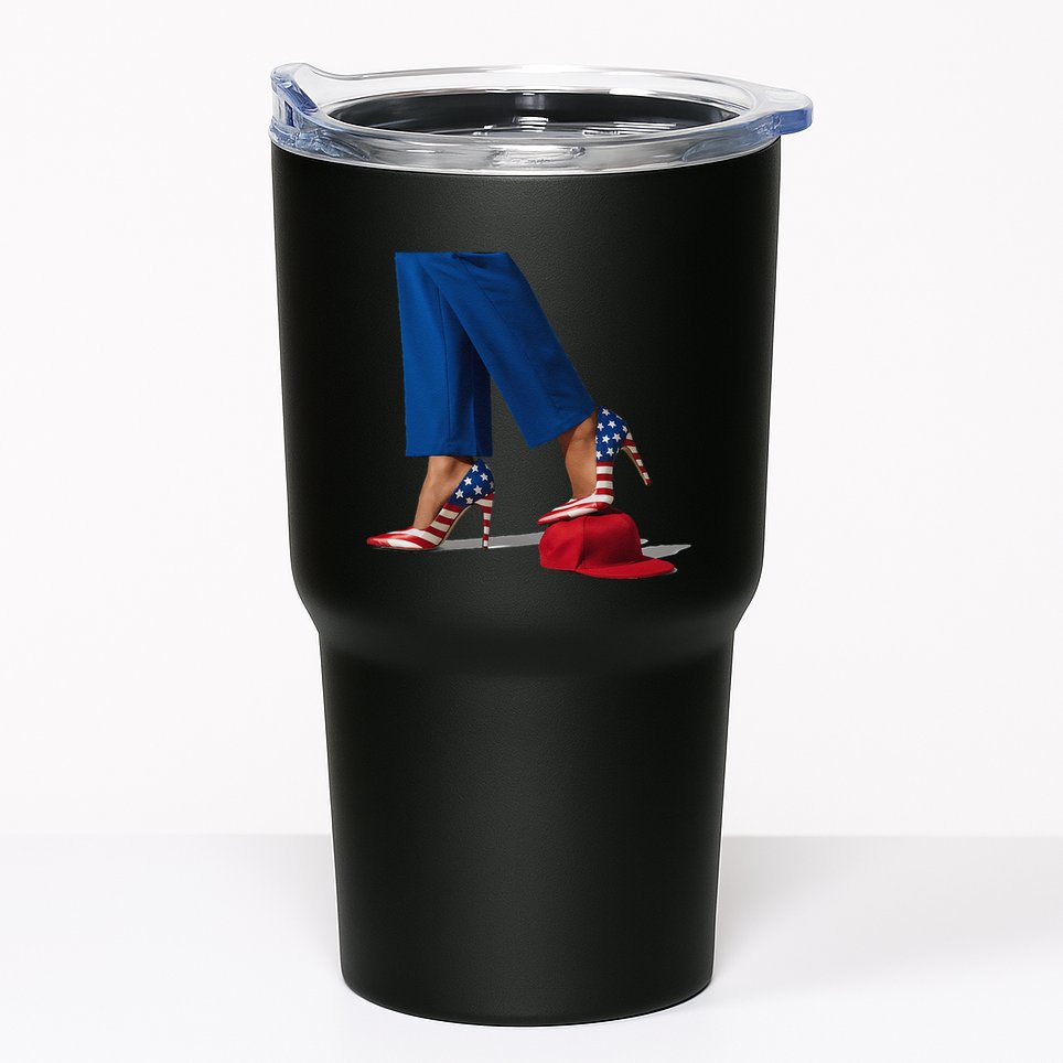Kamala Harris With High Heels Stepping On Red Hat Gift Tumbler