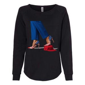 Kamala Harris With High Heels Stepping On Red Hat Gift Womens California Wash Sweatshirt