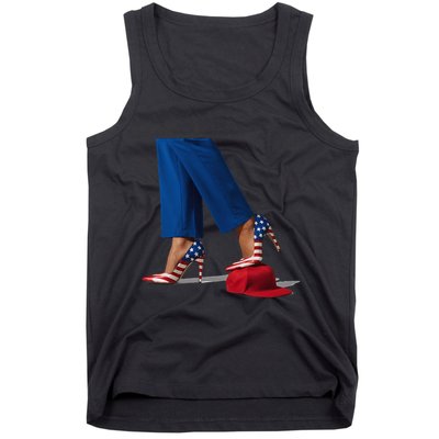 Kamala Harris With High Heels Stepping On Red Hat Gift Tank Top