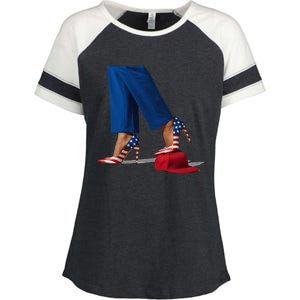 Kamala Harris With High Heels Stepping On Red Hat Gift Enza Ladies Jersey Colorblock Tee