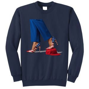 Kamala Harris With High Heels Stepping On Red Hat Gift Sweatshirt