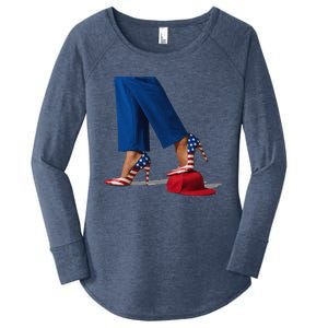 Kamala Harris With High Heels Stepping On Red Hat Gift Women's Perfect Tri Tunic Long Sleeve Shirt