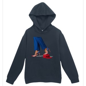 Kamala Harris With High Heels Stepping On Red Hat Gift Urban Pullover Hoodie