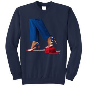 Kamala Harris With High Heels Stepping On Red Hat Gift Tall Sweatshirt