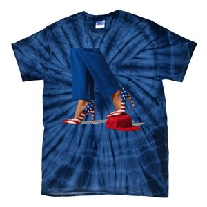 Kamala Harris With High Heels Stepping On Red Hat Gift Tie-Dye T-Shirt