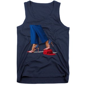 Kamala Harris With High Heels Stepping On Red Hat Gift Tank Top