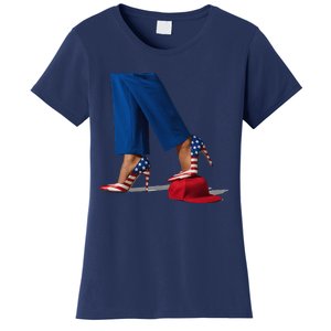 Kamala Harris With High Heels Stepping On Red Hat Gift Women's T-Shirt