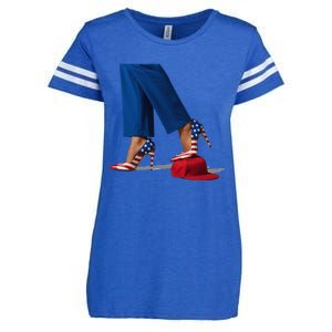 Kamala Harris With High Heels Stepping On Red Hat Gift Enza Ladies Jersey Football T-Shirt