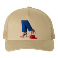 Kamala Harris With High Heels Stepping On Red Hat Gift Yupoong Adult 5-Panel Trucker Hat