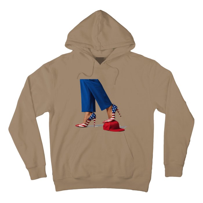 Kamala Harris With High Heels Stepping On Red Hat Gift Hoodie