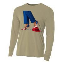 Kamala Harris With High Heels Stepping On Red Hat Gift Cooling Performance Long Sleeve Crew