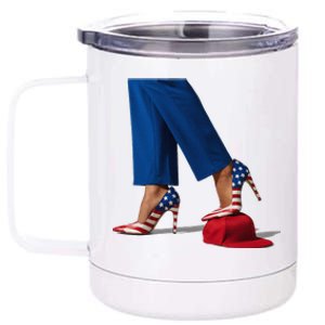 Kamala Harris With High Heels Stepping On Red Hat Gift 12 oz Stainless Steel Tumbler Cup