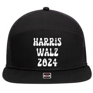 Kamala Harris Walz 2024 Spider Letter Font Halloween 7 Panel Mesh Trucker Snapback Hat