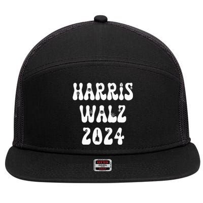 Kamala Harris Walz 2024 Spider Letter Font Halloween 7 Panel Mesh Trucker Snapback Hat