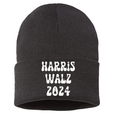 Kamala Harris Walz 2024 Spider Letter Font Halloween Sustainable Knit Beanie