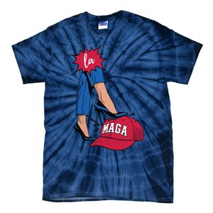 Kamala Harris With High Heels Stepping On Red Hat 2024 Funny Tie-Dye T-Shirt