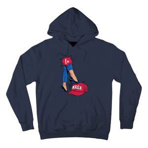 Kamala Harris With High Heels Stepping On Red Hat 2024 Funny Tall Hoodie