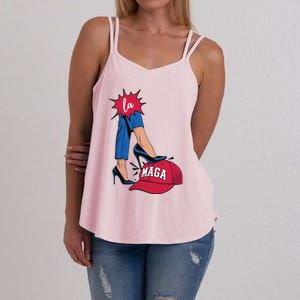 Kamala Harris With High Heels Stepping On Red Hat 2024 Funny Women's Strappy Tank