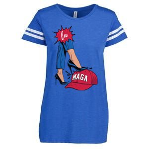 Kamala Harris With High Heels Stepping On Red Hat 2024 Funny Enza Ladies Jersey Football T-Shirt