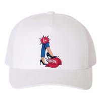 Kamala Harris With High Heels Stepping On Red Hat 2024 Funny Yupoong Adult 5-Panel Trucker Hat