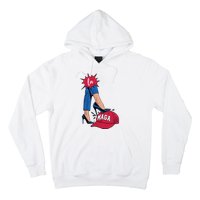 Kamala Harris With High Heels Stepping On Red Hat 2024 Funny Hoodie